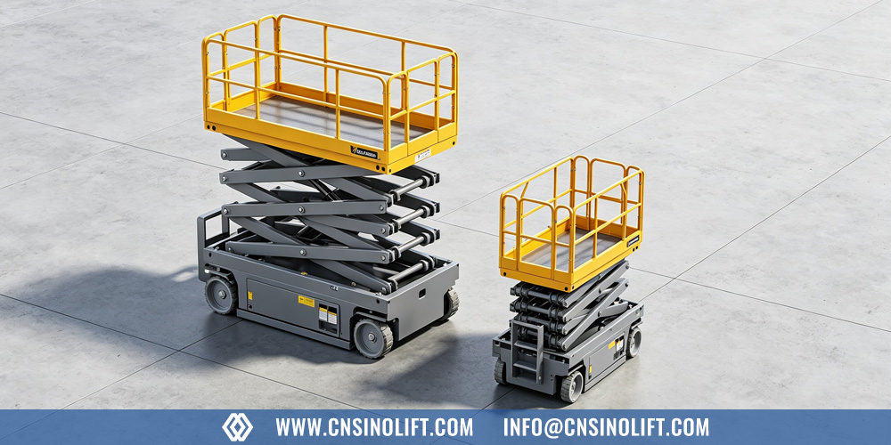 Comparison between standard and narrow electric scissor lifts