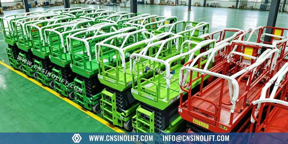 SINO LIFT self-propelled scissor lift inventory at factory