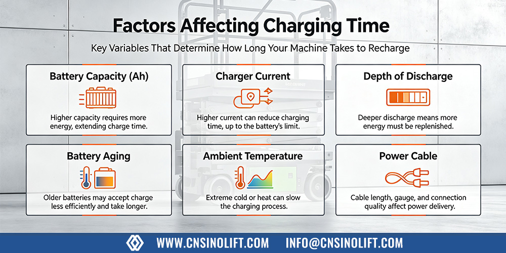 Factors that affect scissor lift charging time
