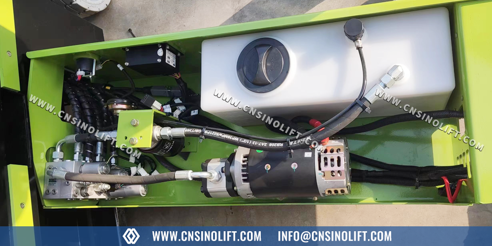 SINO LIFT electric scissor lift hydraulic pump unit close-up