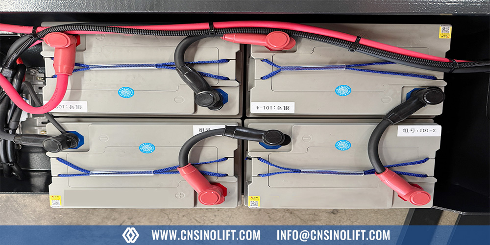 Inspection of scissor lift battery and electrical connections
