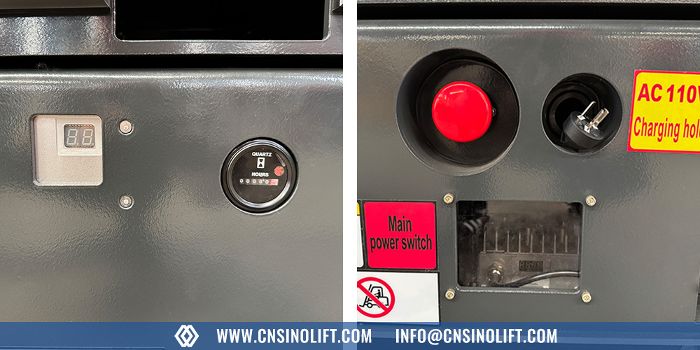 Scissor lift control panel showing fault code