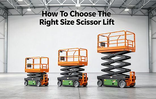 Different size scissor lifts comparison, compact, standard and rough‑terrain scissor lift for site selection